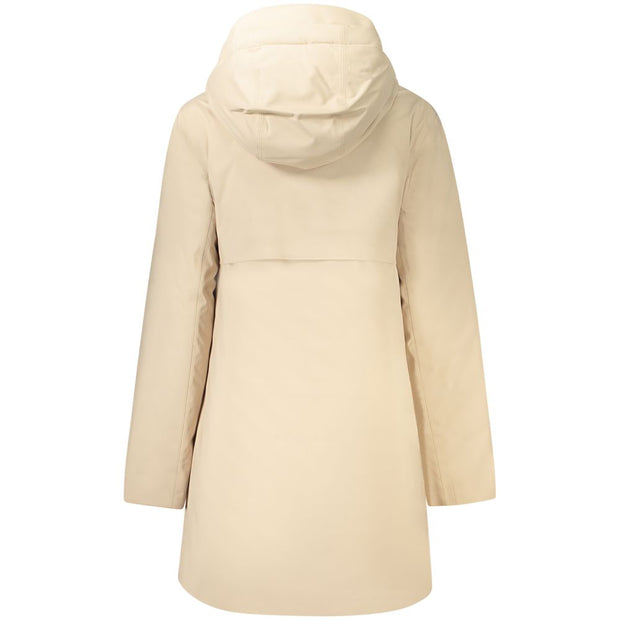 Beige Polyester Women Coat