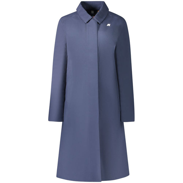 Blue Polyester Women Coat