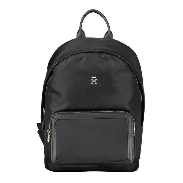 Black Polyester Women Backpack