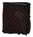 Black Red Viscose Foulard Branded Scarf
