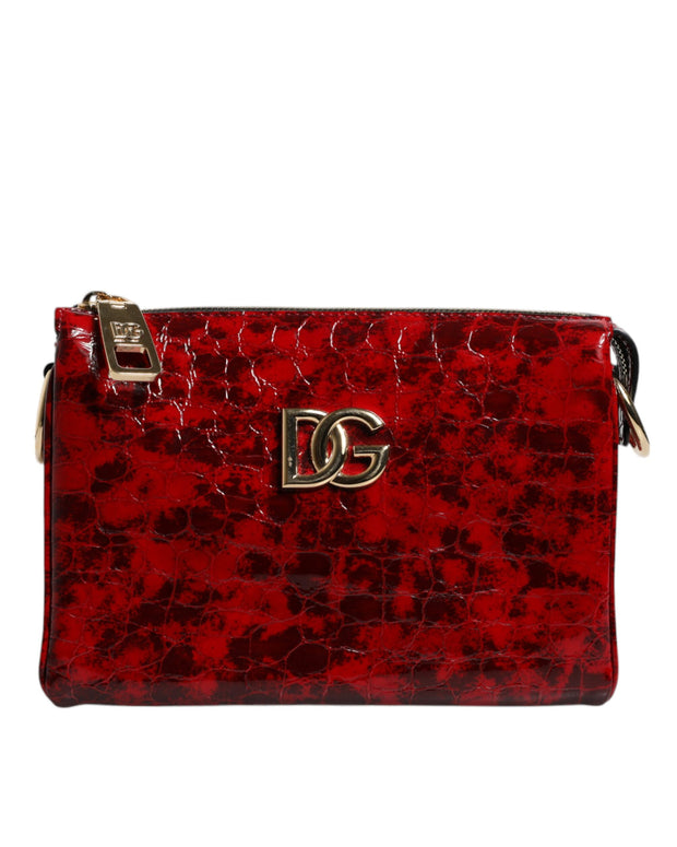 Red Exotic Leather DG Logo Women Crossbody Bag