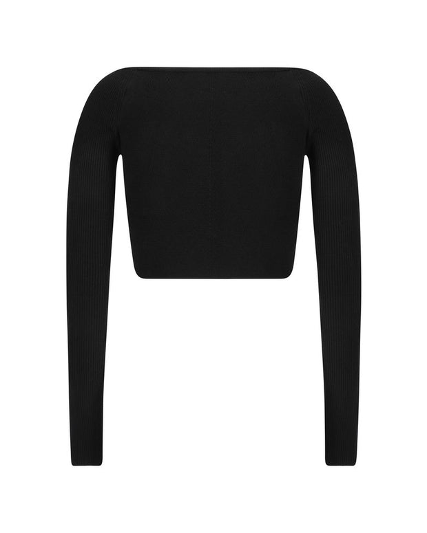 Black Rayon Long Sleeve T-Shirt
