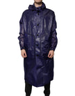 Dark Blue Cotton Hooded Men Raincoat Jacket