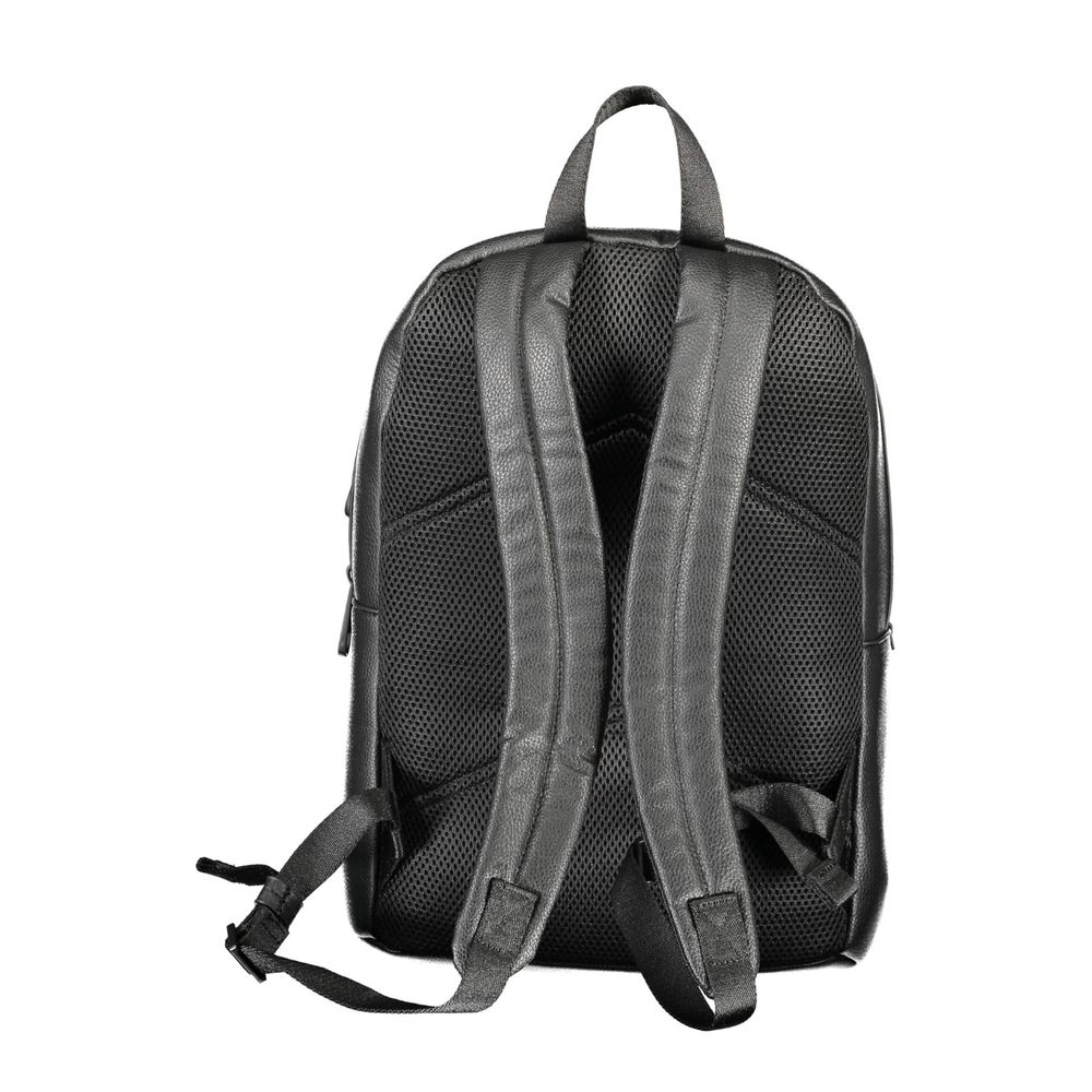 Black Polyethylene Men Backpack