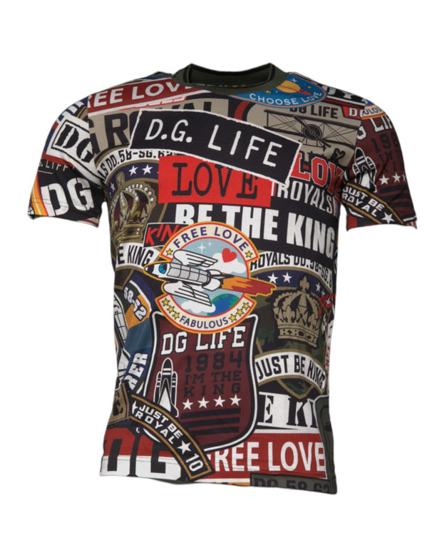Multicolor Graphic Print Cotton Crew Neck T-shirt