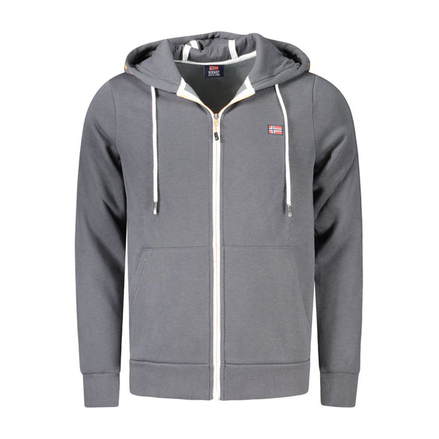 Gray Cotton Men Hooded Sweater