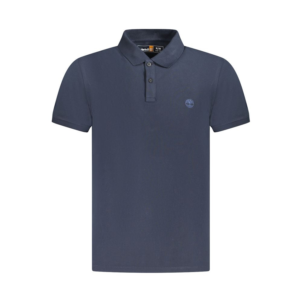 Blue Cotton Men Polo Shirt