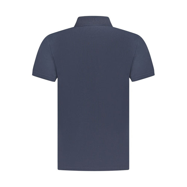 Blue Cotton Men Polo Shirt