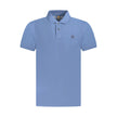 Blue Cotton Men Polo Shirt