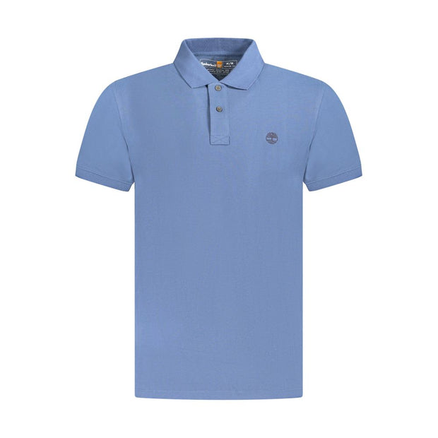 Blue Cotton Men Polo Shirt