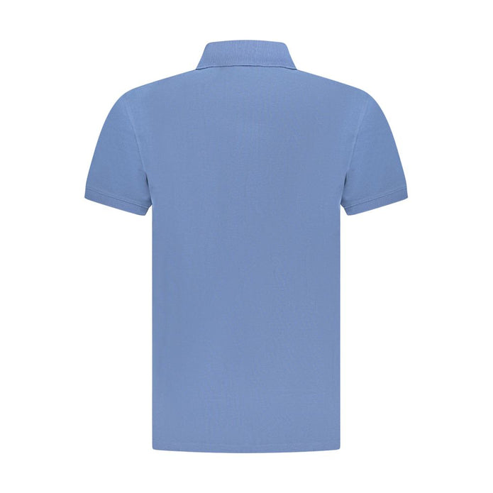 Blue Cotton Men Polo Shirt