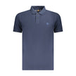 Blue Cotton Men Polo Shirt