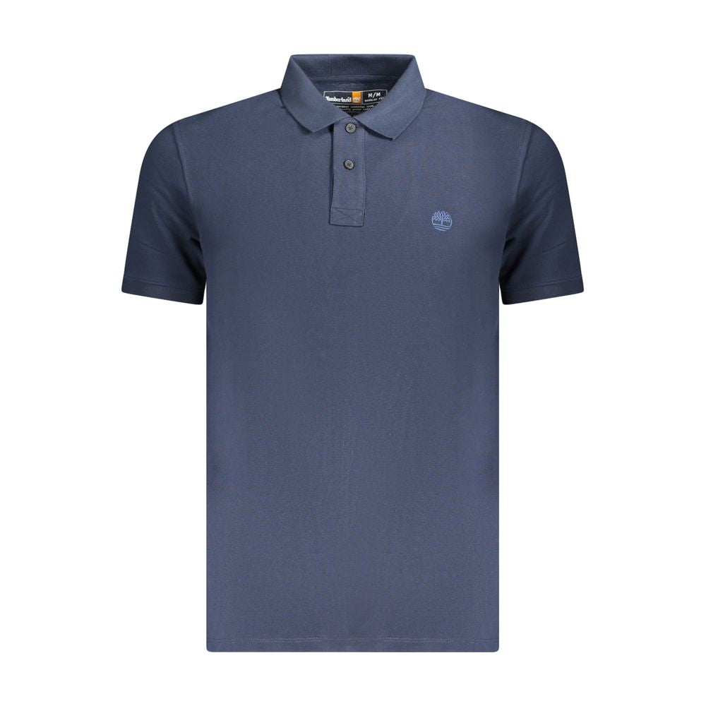 Blue Cotton Men Polo Shirt