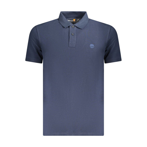 Blue Cotton Men Polo Shirt