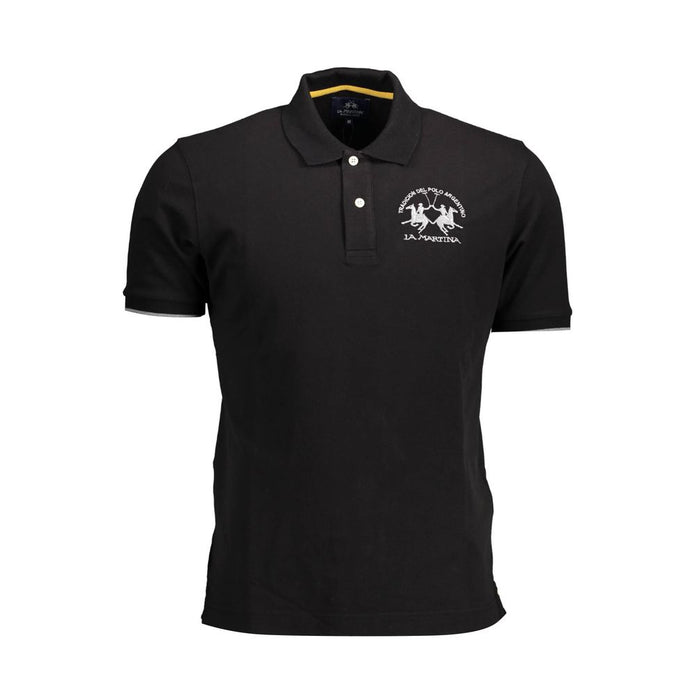 Black Cotton Men Polo Shirt