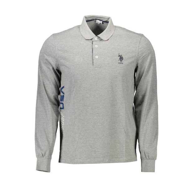 Gray Cotton Men Polo Shirt