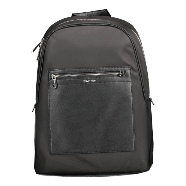 Black Polyester Men Backpack