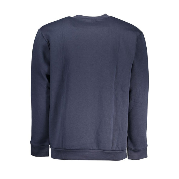 Elegant Crew Neck Fleece Sweatshirt in Blue