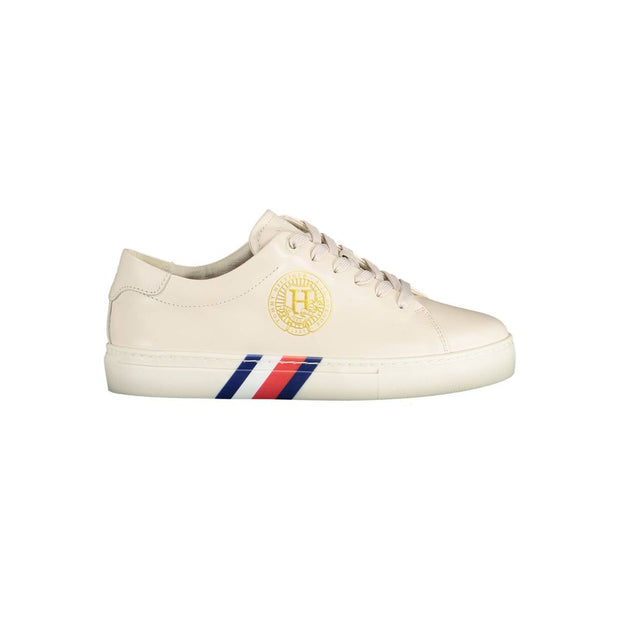 Beige Leather Women Sneaker