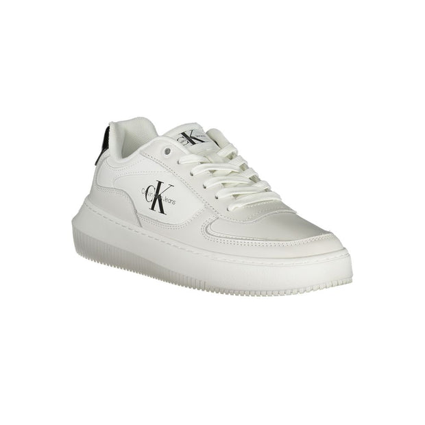 Sleek White Lace-Up Sneakers with Contrast Details