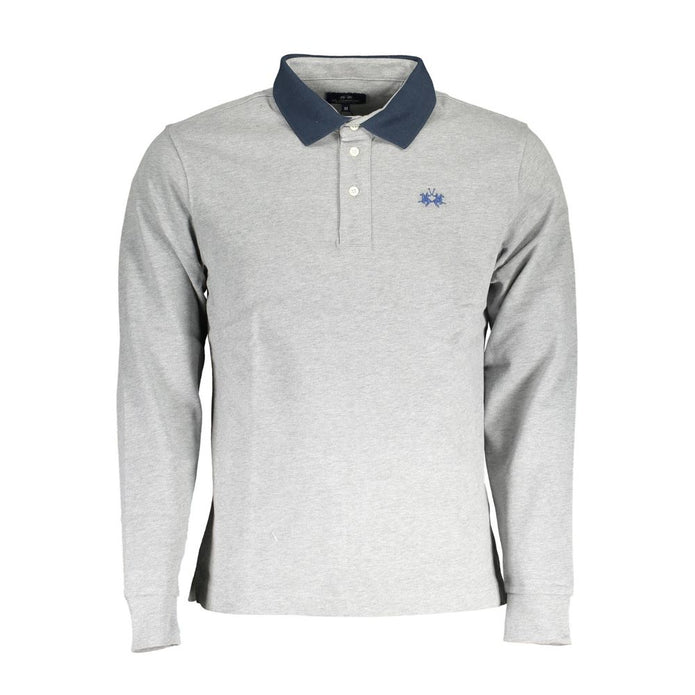 Gray Cotton Men Polo Shirt