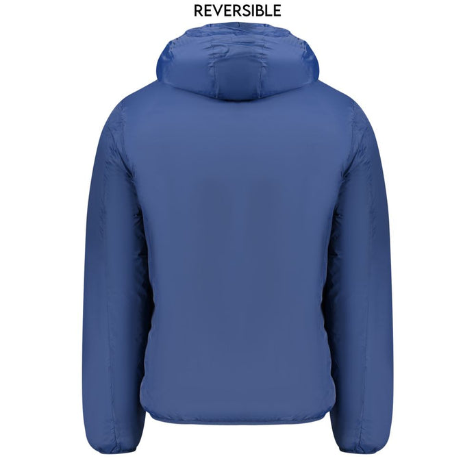 Blue Polyamide Men's Reversible Jacket