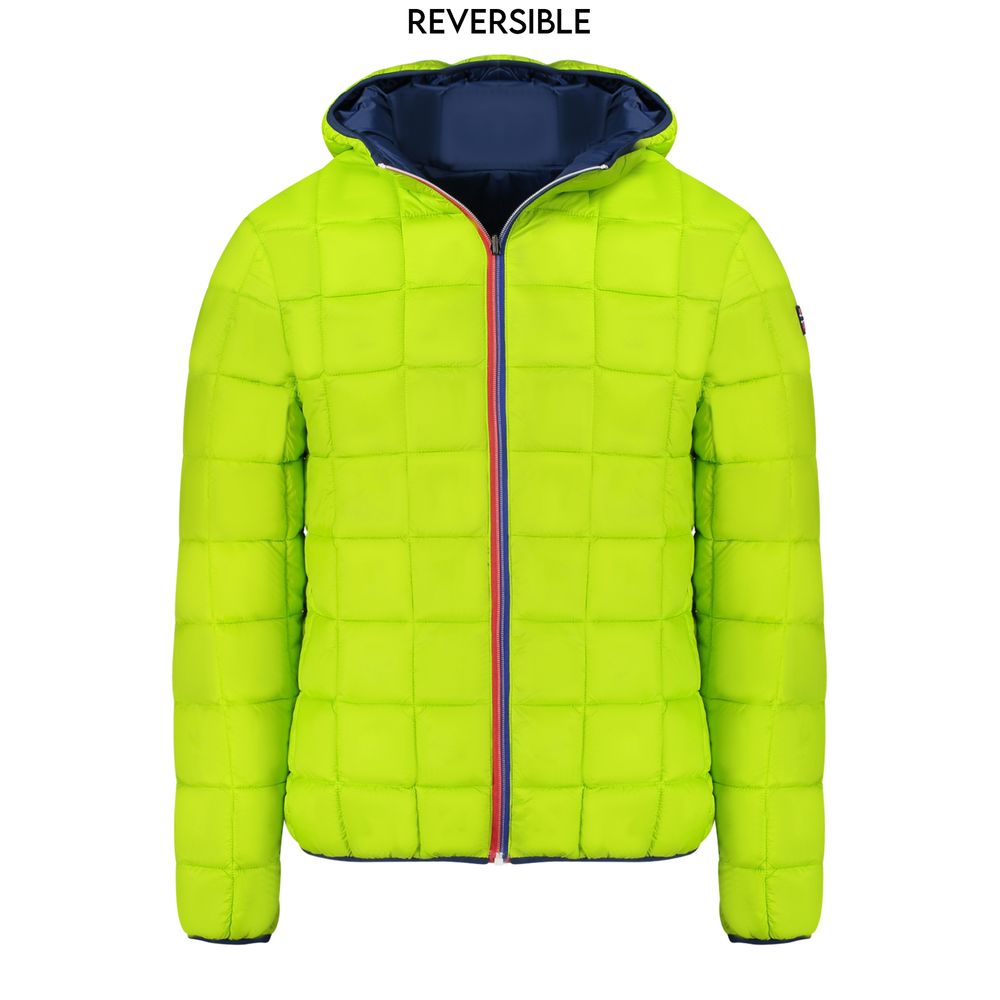 Blue Polyamide Men's Reversible Jacket