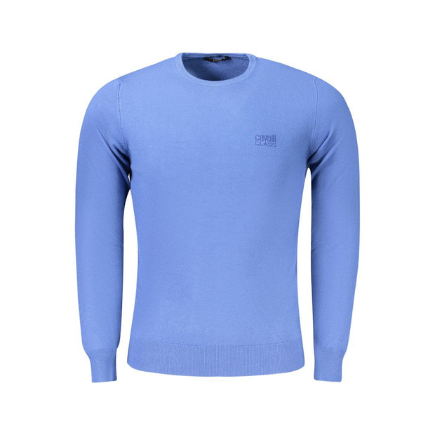 Blue Viscose Men Sweater