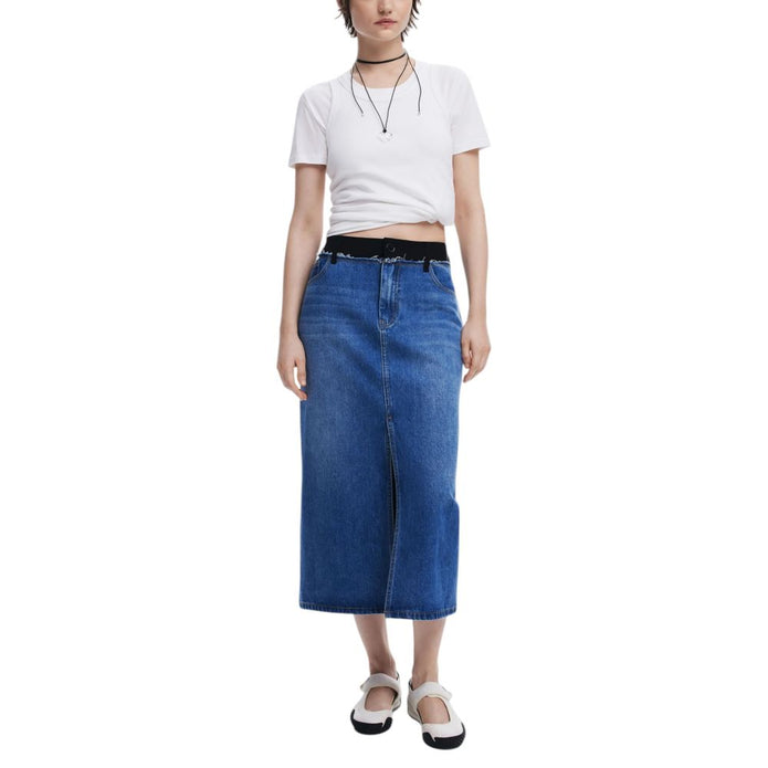 Blue Polyester Skirt