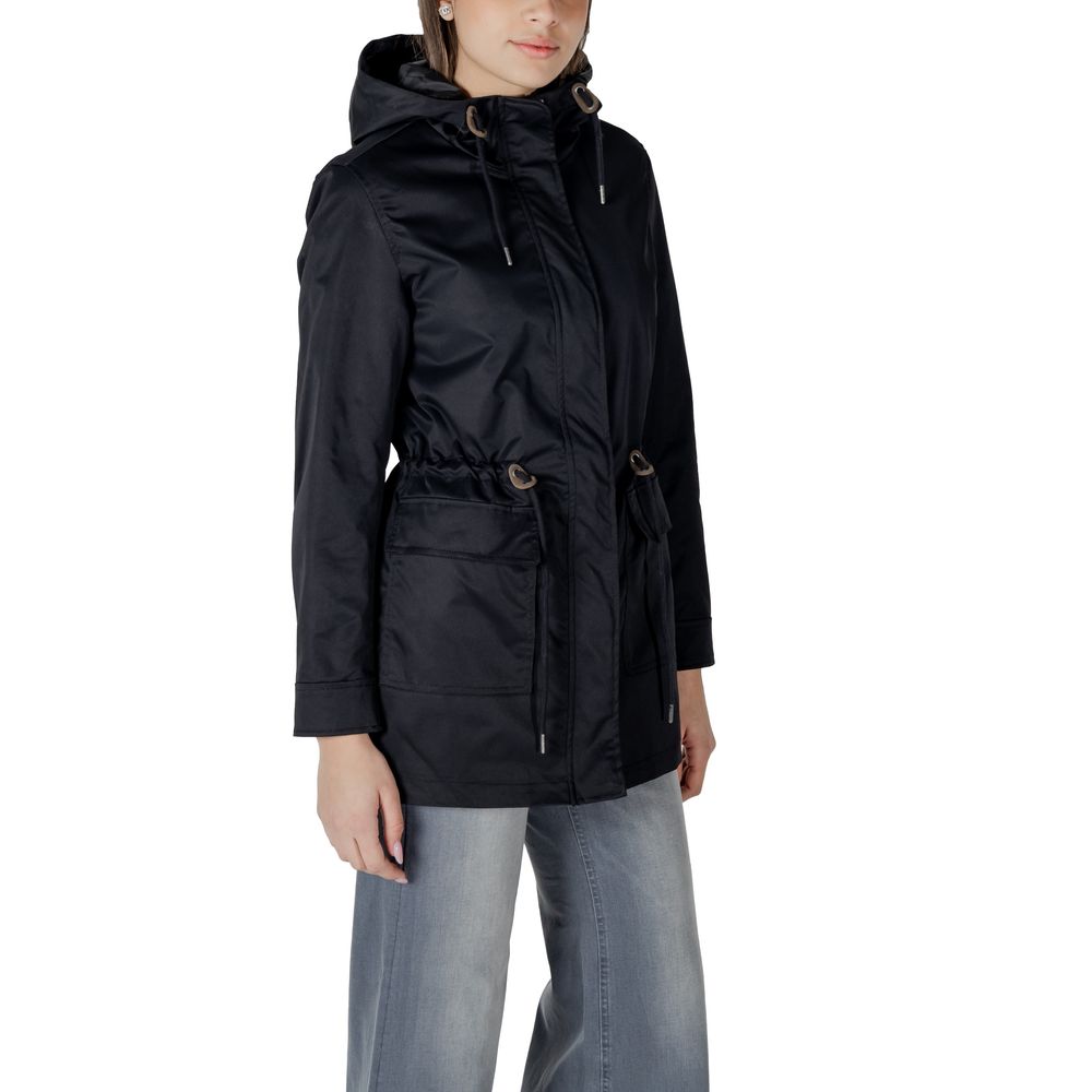 Black Polyester Jackets & Coat