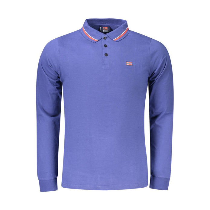 Blue Cotton Men Polo Shirt