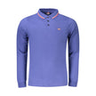 Blue Cotton Men Polo Shirt