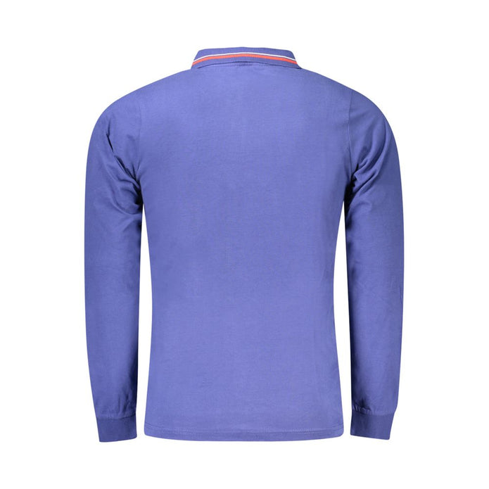 Blue Cotton Men Polo Shirt