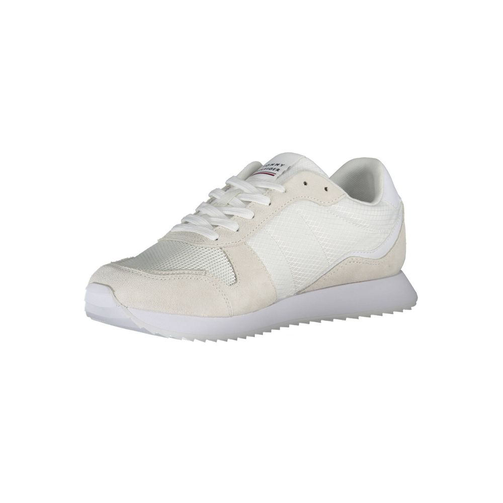 White Polyester Men Sneaker