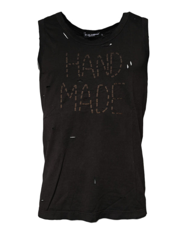 Black Sleeveless Round Neck Tank T-shirt