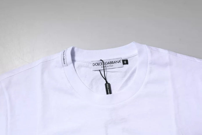White Logo Plaque Cotton Crew Neck T-shirt