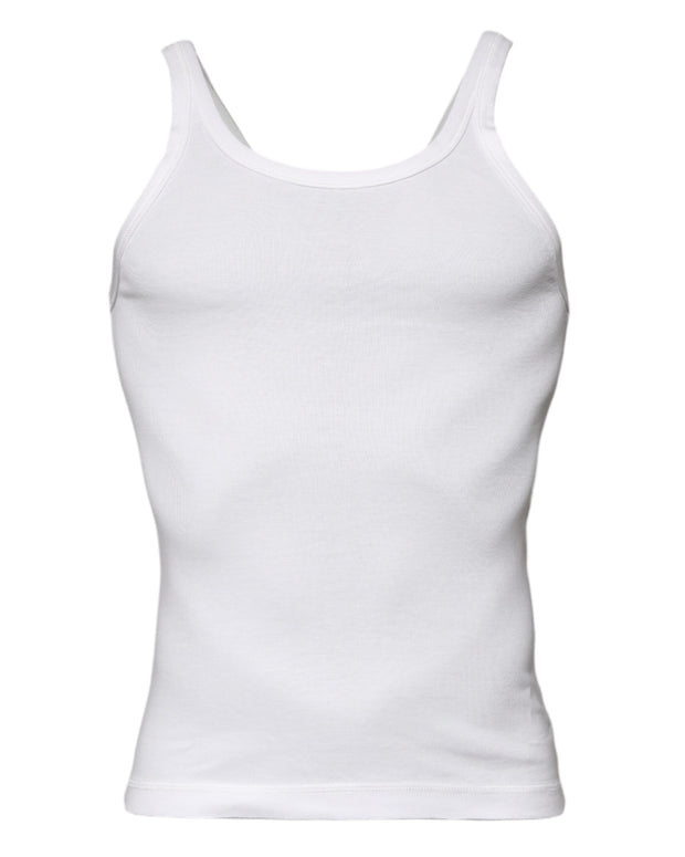 Ivory Cotton Sleeveless Round Neck Tank T-shirt