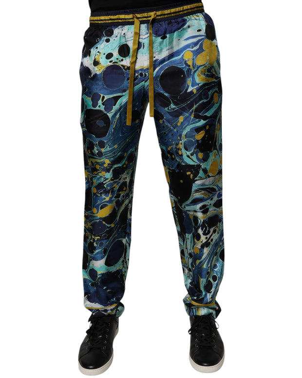 Multicolor Marble Print Jogger Sweatpants Pants