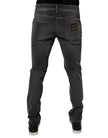 Dark Gray Washed Cotton Slim Fit Denim Jeans