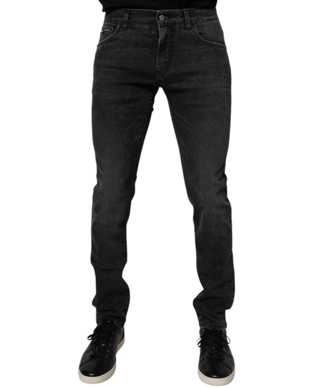 Black Cotton Stretch Skinny Men Denim Jeans