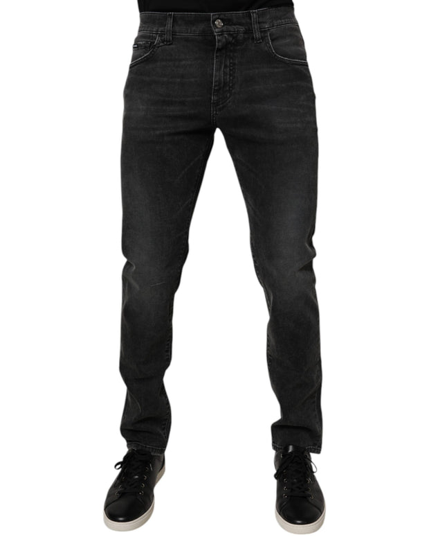 Black Cotton Stretch Skinny Men Denim Jeans