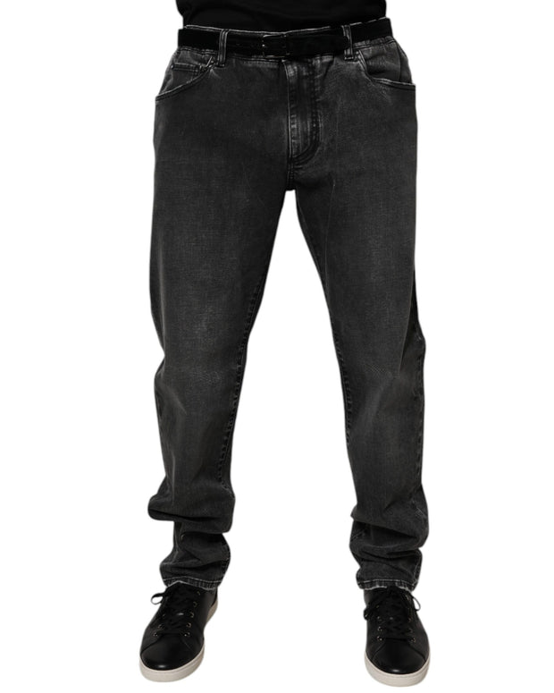 Black Cotton Stretch Skinny Men Denim Jeans
