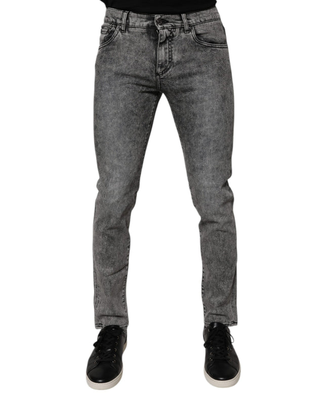 Dark Gray Washed Cotton Slim Fit Denim Jeans