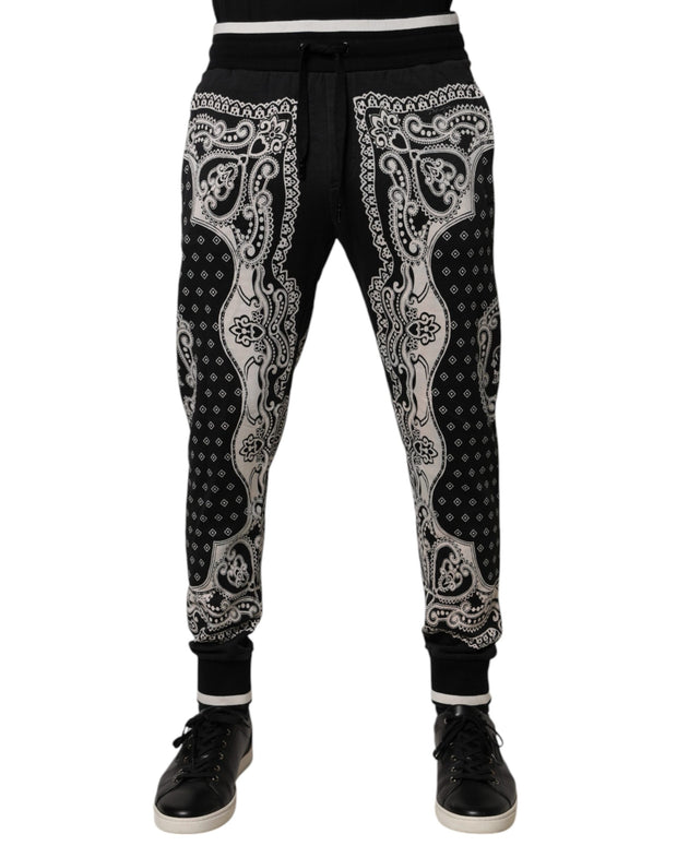 Black Bandana Cotton Jogger Pants