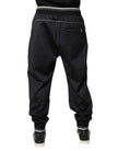 Black Polyester Logo Jogger Pants