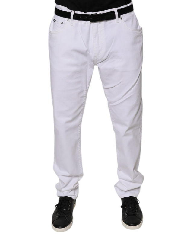 White Cotton Stretch Skinny Men Denim Jeans