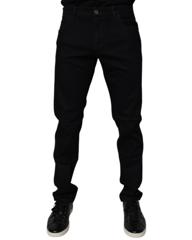 Black Cotton Stretch Slim Fit Men Denim Jeans