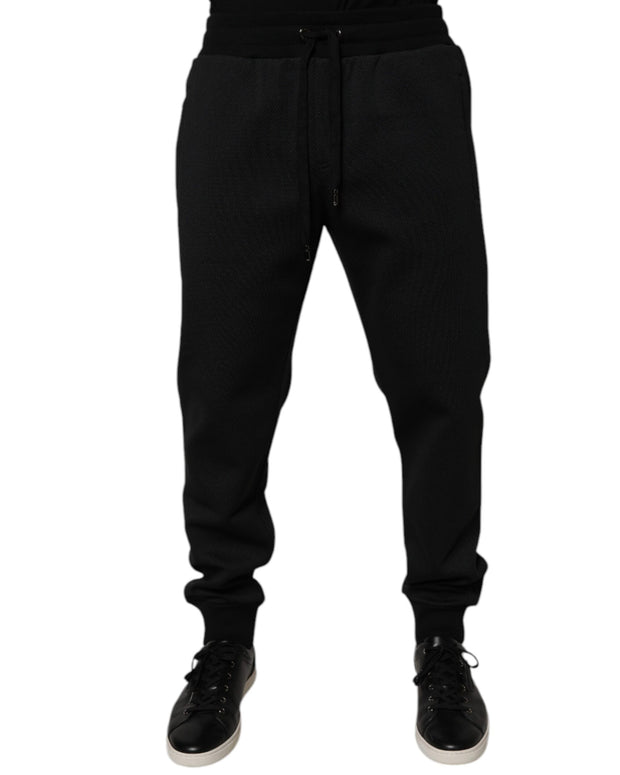Black Polyester Men Jogger Sweatpants Pants