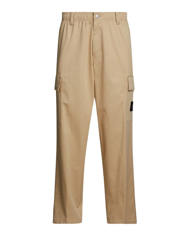 Beige Cotton Cargo Pants