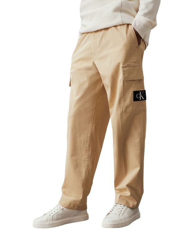 Beige Cotton Cargo Pants